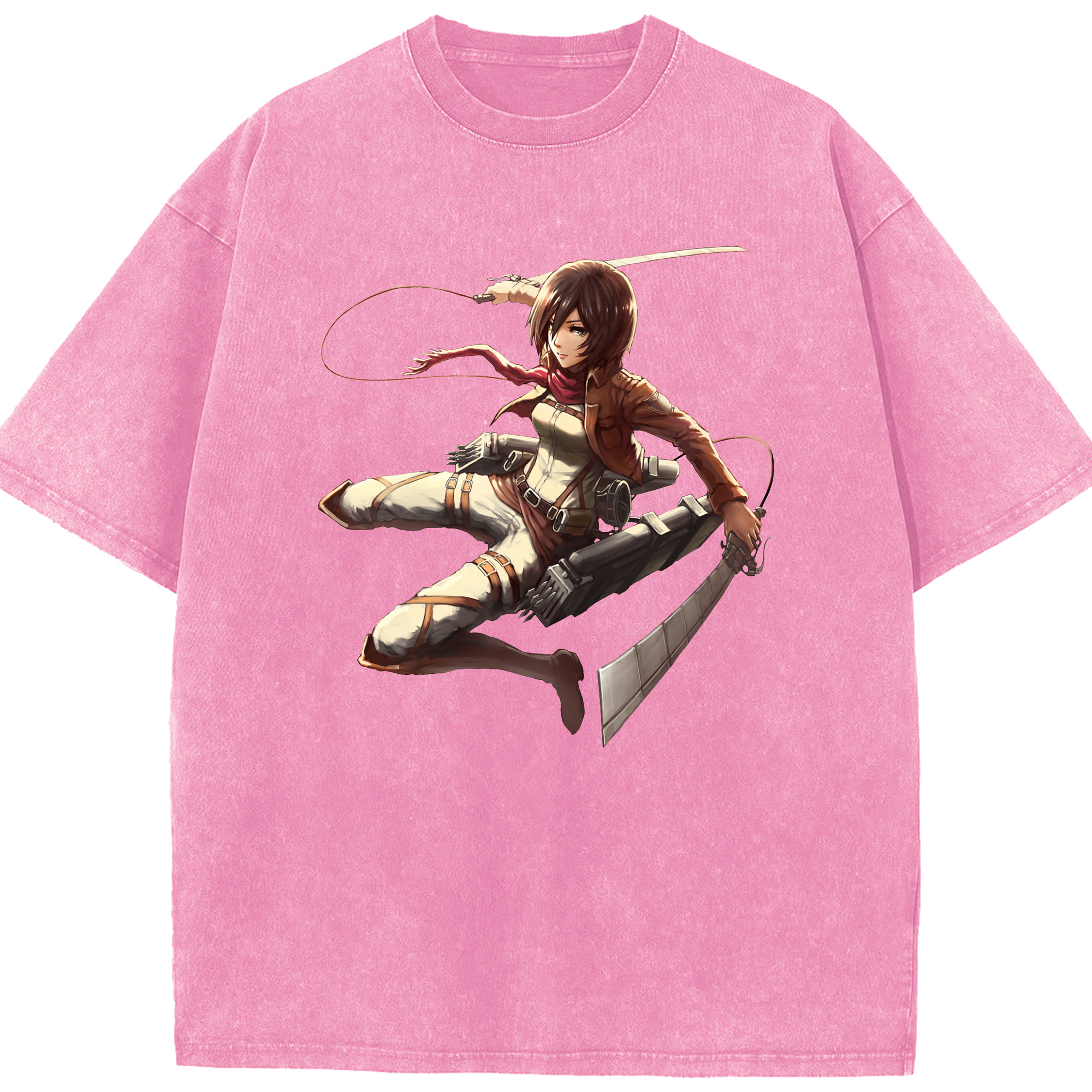 （画像用） 進撃の巨人 ミカサ·アッカーマン Attack on Titan Mikasa Ackerman 綿100% ヴィンテージ風 半袖Tシャツ（フロントプリント）